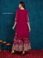 Garara Women's Faux Georgette Fabric Zari Sequin Embroidery Work Kurta And Palazzo With Dupatta Stitched - Image 3